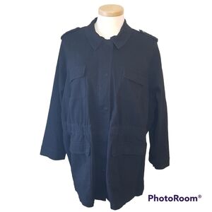 Torrid Twill Clean Anorak Zippered Black Utility Jacket With Pockets